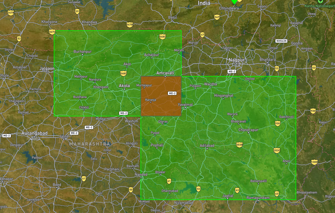 Intersection polygon (overlap of the two regions)