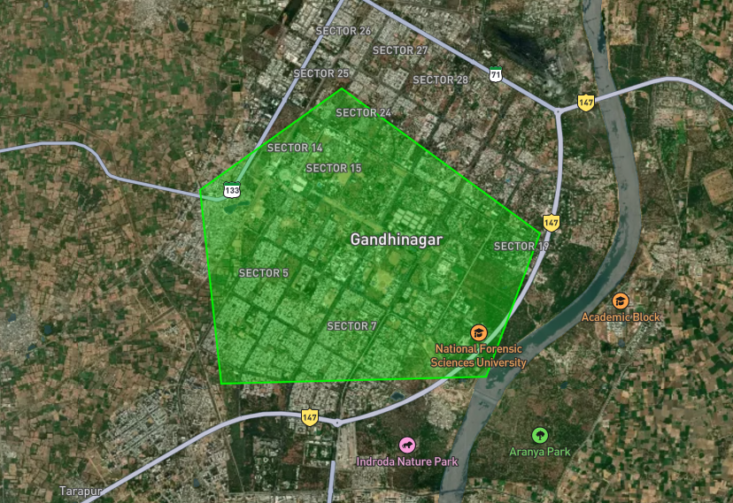 Polygon geometry: a closed ring defining an interior area